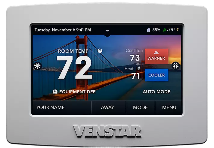 ColorTouch thermostat with white wall plate